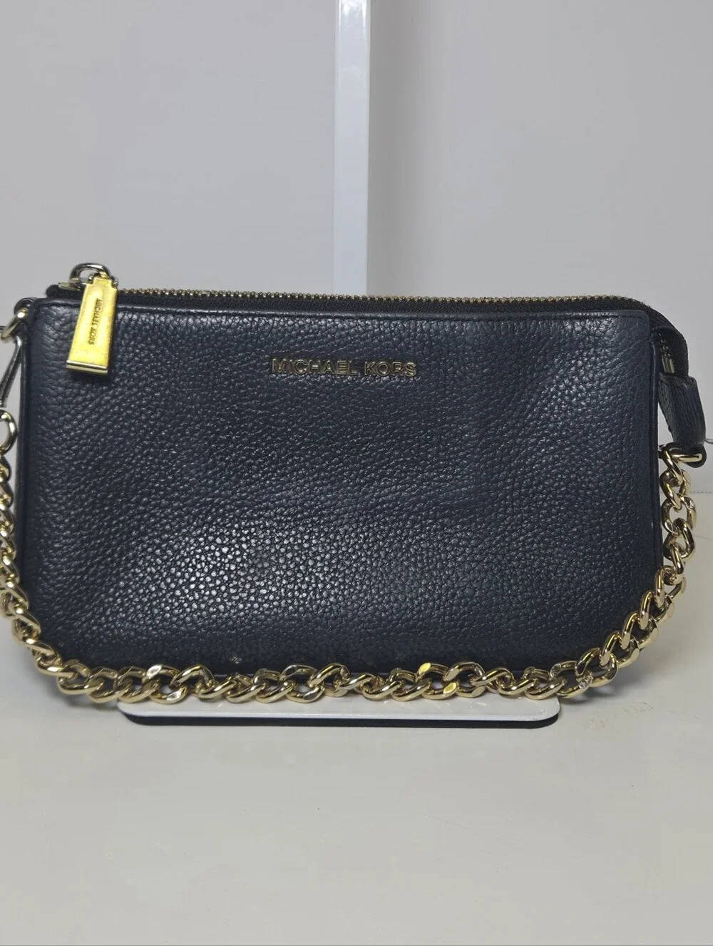Michael Kors Black Pebbled Leather Chain Shoulder Bag